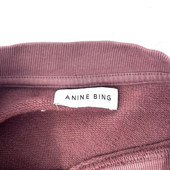 Anine Bing Harvey Crewneck Sweatshirt Washed Faded Burgundy Tie Dye Medium - Picture 8 of 11